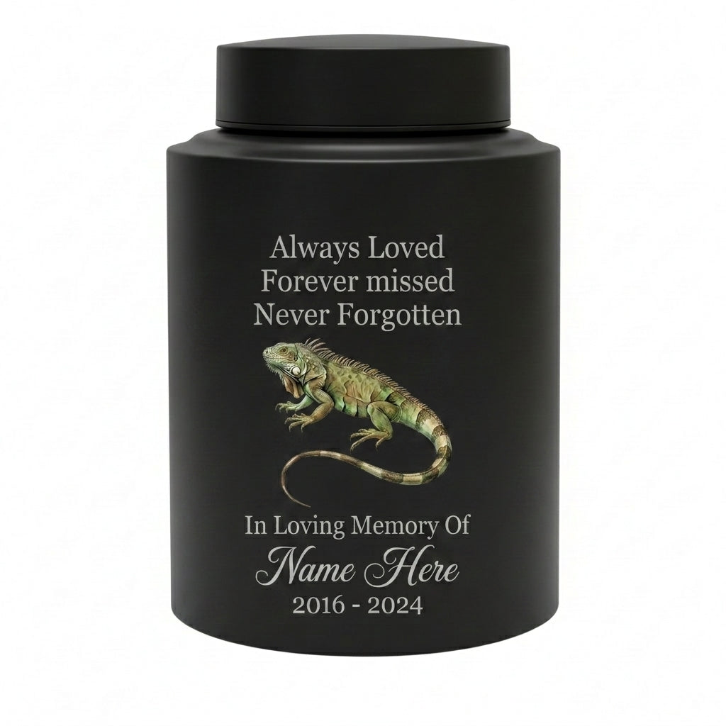 Personalized Iguana Cremation Urn for Human Ashes Stainless Steel Custom Name Dates UV Printed Reptile Lover Sympathy Keepsake 2 Sizes Memorial Keepsake Urn, Memorial Gift, In Loving Memory - Image 11