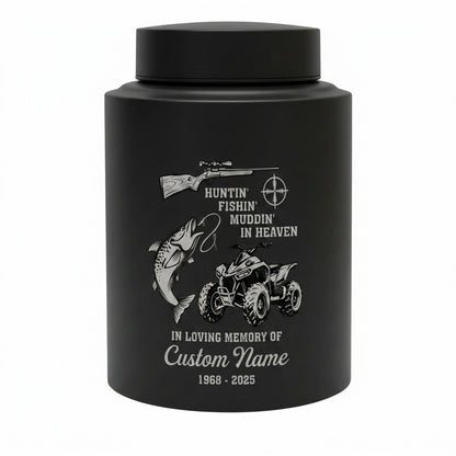 Personalized Bass Fishing Huntin Fishin Muddin In Heaven Stainless Steel Urn for Dad Grandpa Fisherman Hunter Outdoorsman Ashes Large Memorial Keepsake Urn, Memorial Gift, In Loving Memory - Image 11