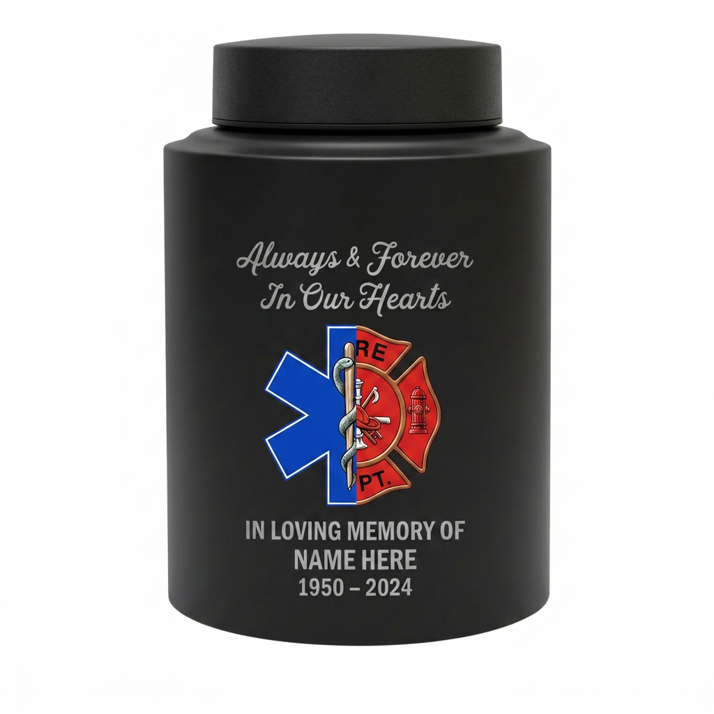 Personalized Firefighter Hero Stainless Steel Cremation Ash Vessel First Responder Sympathy Tribute Custom Name Dates Small Large Memorial Keepsake Urn, Memorial Gift, In Loving Memory - Image 11
