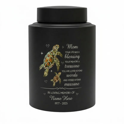 Personalized Sea Turtle Mom Stainless Steel Mother Bereavement Funeral Ash Holder Adult Female Decorative Vessel Silver Black Gold Red Memorial Keepsake Urn, Memorial Gift, In Loving Memory - Image 11
