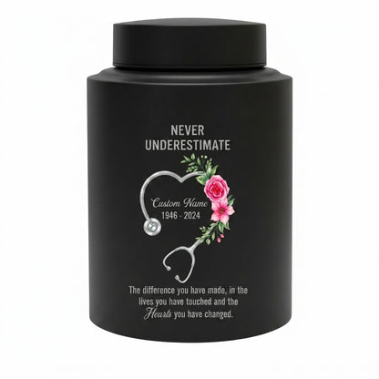 Personalized Nurse Medical Worker Stainless Steel Urn for Human Ashes Never Underestimate Difference Made Quote Appreciation Sympathy Tribute Memorial Keepsake Urn, Memorial Gift, In Loving Memory - Image 11