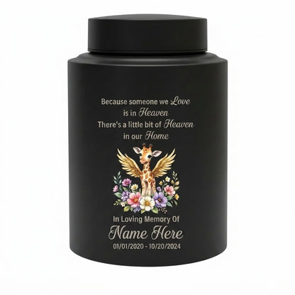 Personalized Giraffe Angel Wings Baby Loss Stainless Steel Infant Child Cremation Ashes Container Nursery Bereavement Display 5.9in 7.5in Memorial Keepsake Urn, Memorial Gift, In Loving Memory - Image 11