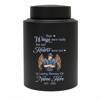 Personalized Mechanic Wings Were Ready But Our Hearts Were Not UV Printed Ash Holder For Dad Father Husband Loss Support Memorial Keepsake Urn, Memorial Gift, In Loving Memory - Image 11