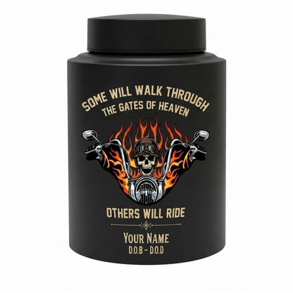 Personalized Motorcycle Riding in Heaven UV Printed Stainless Steel Urn for Adult Male Dad Biker Human Ashes Silver Black Gold Red Decorative Memorial Keepsake Urn, Memorial Gift, In Loving Memory - Image 11