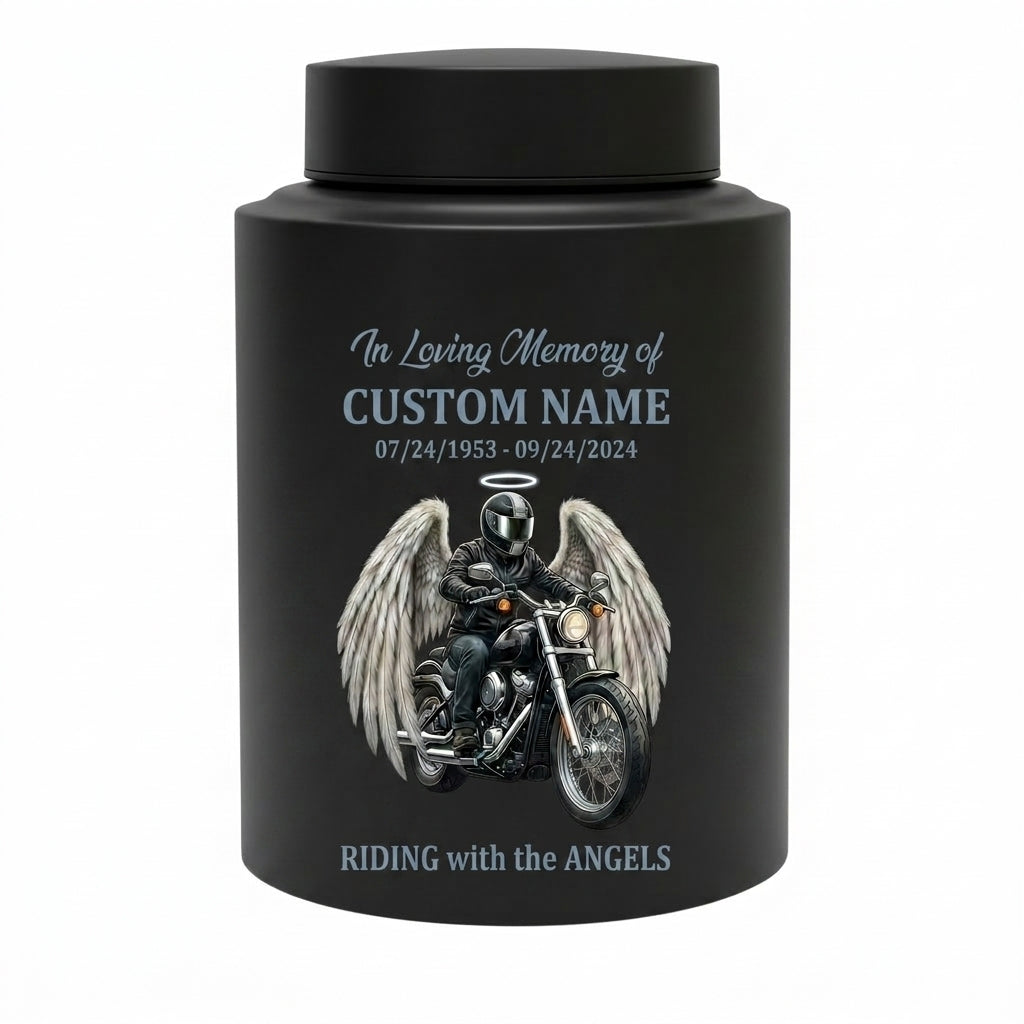 Personalized Motorcycle Biker Stainless Steel Decorative Urn for Human Ashes Adult Male Dad Husband Custom Large UV Printed Memorial Keepsake Urn, Memorial Gift, In Loving Memory - Image 11